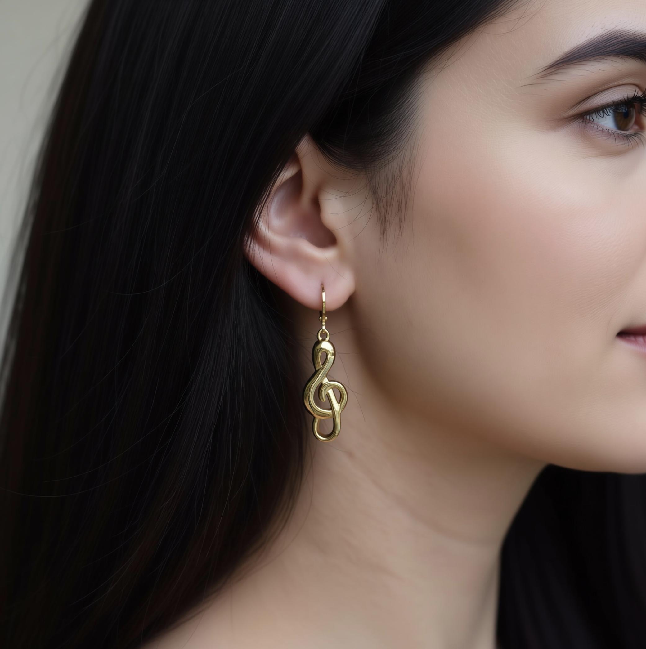 Musical Note Hoop Gold Treble Clef Hoop Earrings, Musical Note Earrings Music Lover ...