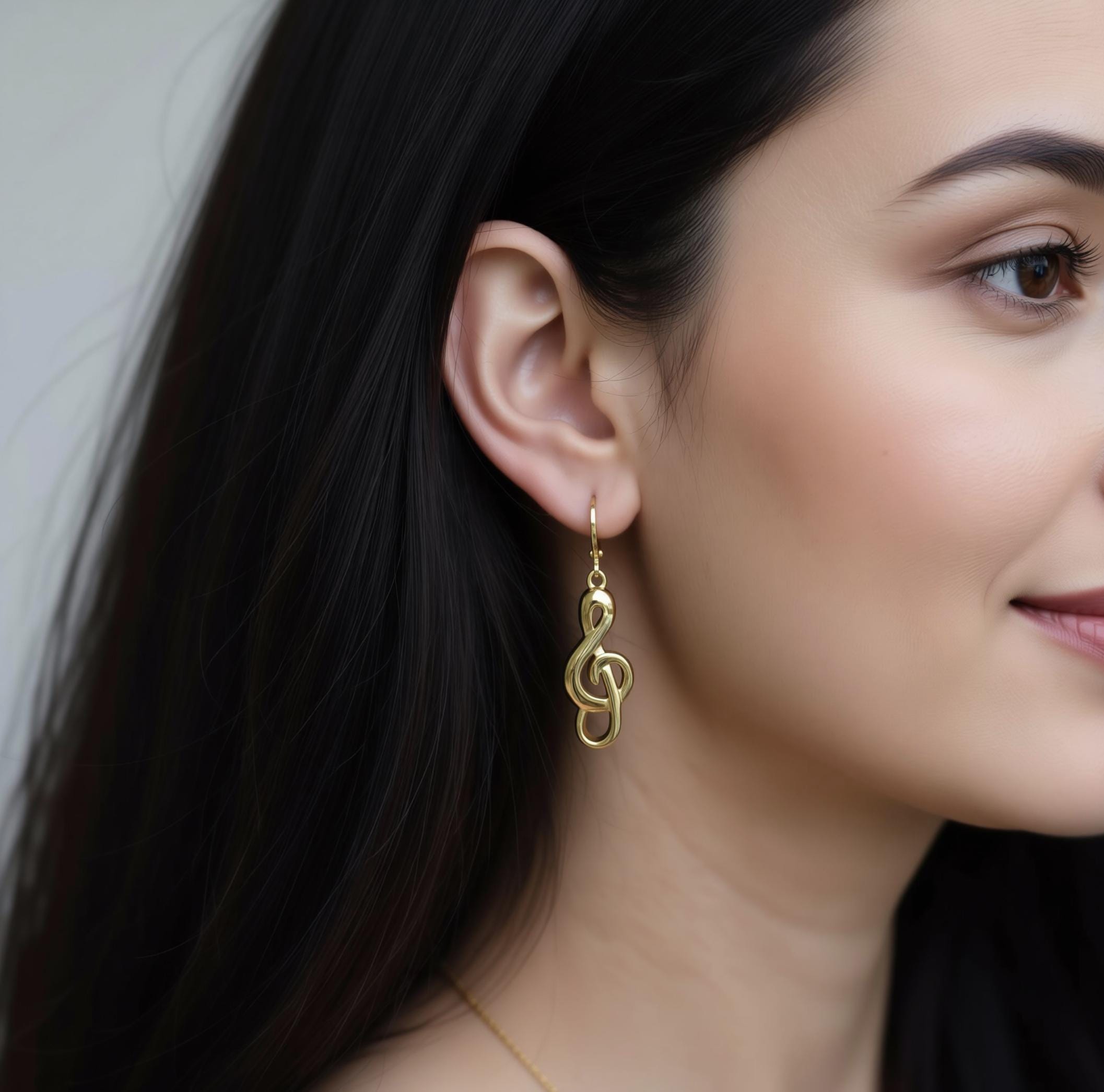 Musical Note Hoop Gold Treble Clef Hoop Earrings, Musical Note Earrings Music Lover ...