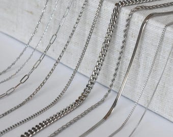 Silver Chain Necklace, Chain Twist Chain Herringbone Necklaces for Women Men, Twist Rope Dainty Snake Kids Waterproof Gift Dad Father Him