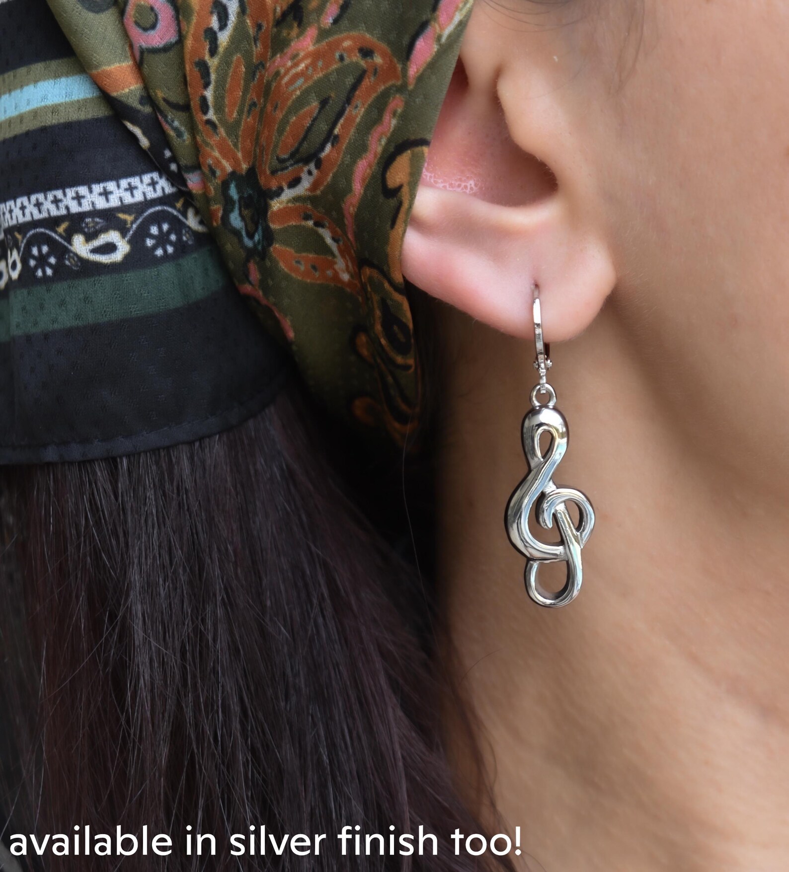 Musical Note Hoop Gold Treble Clef Hoop Earrings, Musical Note Earrings Music Lover ...