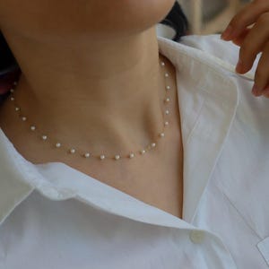 18K Gold Chain Electroplated Waterproof Handmade Pearl Chain Link Necklace for Women Gold Necklace Very Minimalist Elegant Dainty Chain Gift