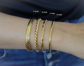 18K Gold Filled Cuff Adjustable Bracelet Stainless Steel Bracelet Open Cuff Bangle Bracelet Jewelry Bracelet Women Gold Gift mom bracelet
