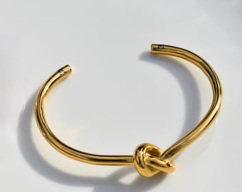 Gold Filled Knot Bracelet, Wire Cuff Solid Bar Bracelet, Gold Filled Friendship Knot Bracelet,Christmas Her Bracelet,Jewelry Couple Bracelet