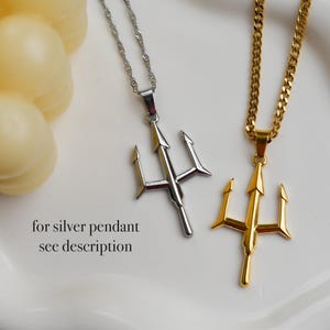 Poseidon Dad Gift Necklace, Trident Pendant 18K GOLD Chain Necklace · Luck Trinity Spirit Protection Men's Necklce Women Jewelry mom image 14