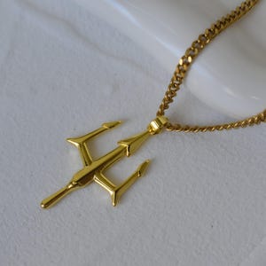 Poseidon Dad Gift Necklace, Trident Pendant 18K GOLD Chain Necklace · Luck Trinity Spirit Protection Men's Necklce Women Jewelry mom image 5