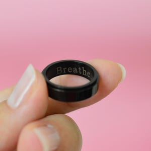Fidget Spinner Black Rings Anxiety Ring Engraved Men Rings Black Personalized Women Mens His Rings Filled Finger Hematite Waterproof Rings