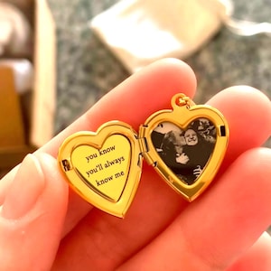Gold Heart Locket Necklace, Gold Necklace, Picture Memory Locket, Custom Necklace, Personalized Waterproof Necklace Anniversary Gift  Mom