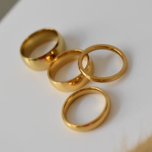 Gold Filled Wedding Band Rings- Engagement Band Bride Rings- Silver Promise Band Rings- Stackable Couple Rings- Men Band Rings- Friend Gifts