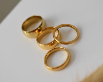 Gold Filled Wedding Band Rings- Engagement Band Bride Rings- Silver Promise Band Rings- Stackable Couple Rings- Men Band Rings- Friend Gifts