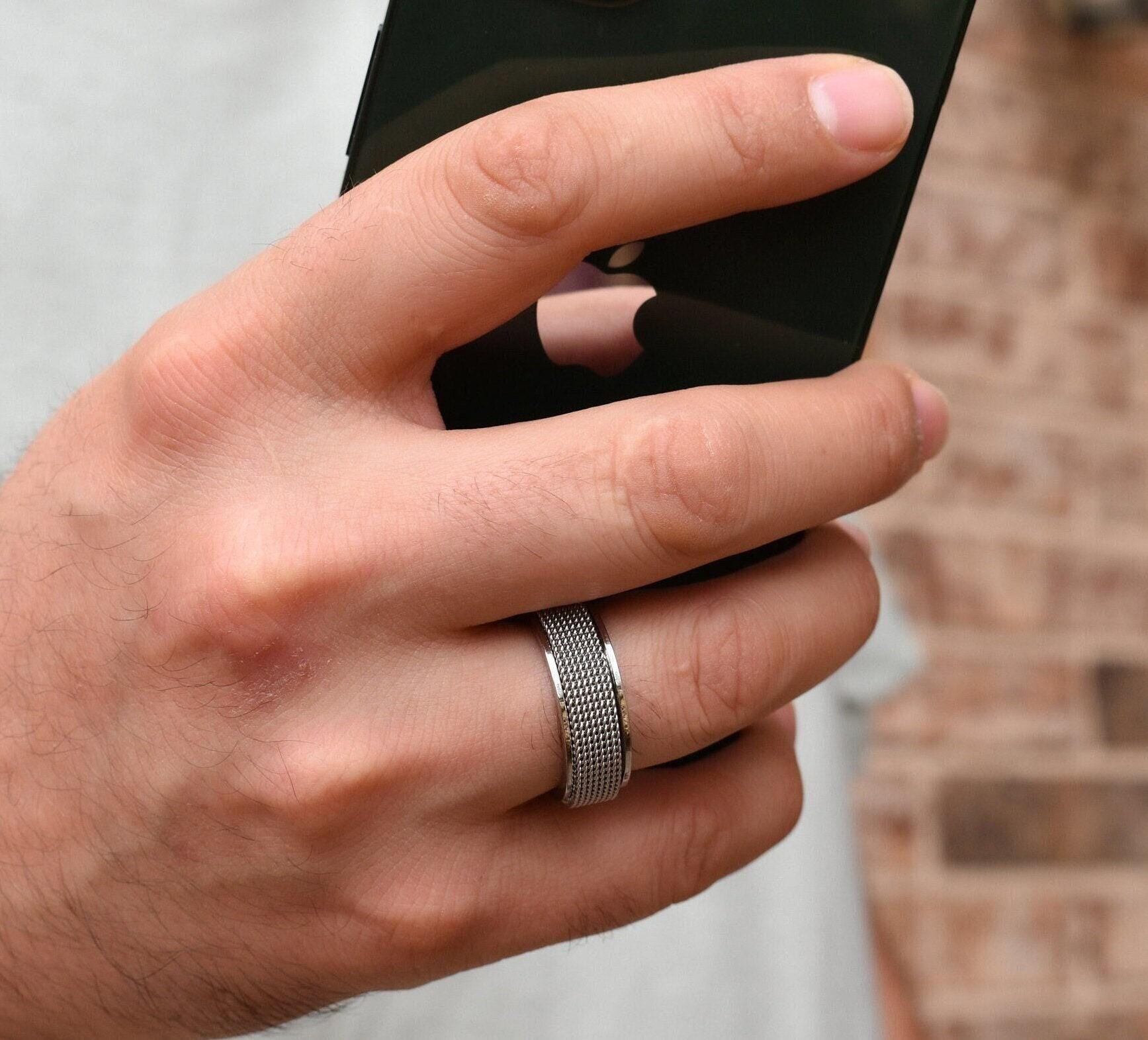 Fidget Ring, Sterling Silver Spinner Rings, Silver Men Rings, Black Band Rings, Fidget Ring For Women, Couple Rings, Spinner WATERPROOF