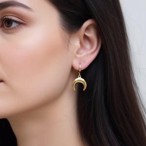 18k Gold Downward Crescent Moon Hoop Earrings - Waterproof Hypoallergenic Jewelry Everyday Earrings Chain Necklace Combination Gift for Her