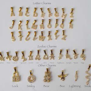 18k Pendants for Necklace, Add on Necklace Charms, Bracelet Anklets, Jewelry 18k Anti Tarnish, Waterproof Charm with Crystal Stones