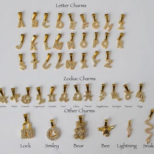 18k Pendants for Necklace, Add on Necklace Charms, Bracelet Anklets, Jewelry 18k Anti Tarnish, Waterproof Charm with Crystal Stones