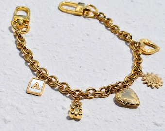 Custom Bag Charm, Gold Filled Purse Chain with Multi Charm, Women Handbag Charms, Bag Accessories Locket Birthstone Initial Charm