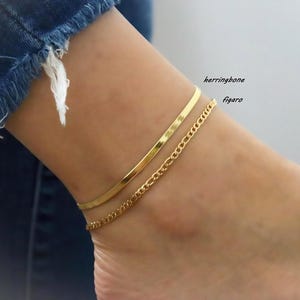 Snake Chain Anklet, Dainty Anklet For Mom, Women Anklet, Anklet Waterproof Jewelry Gold Chain Anklet Beaded Anklet GOLD Pearl Anklet