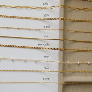 18K Gold FILLED Chain Necklace, Link Chain Twist Chain Figaro Chain, Herringbone Necklace Gold filled Necklace for Women Waterproof Necklace