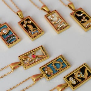 Tarot Cards Birthday Necklace, Sun Lover Star Moon Magician Empress Knight Pendant, Astrology Tarot Deck Best Birthday Her Women Girl Gift