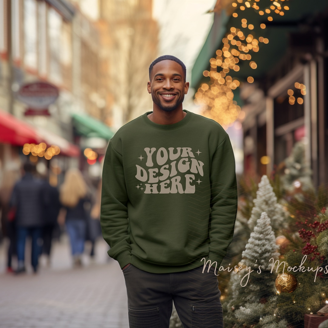 Gildan Sweater Mockup Military Green Gildan G180 Sweatshirt Etsy