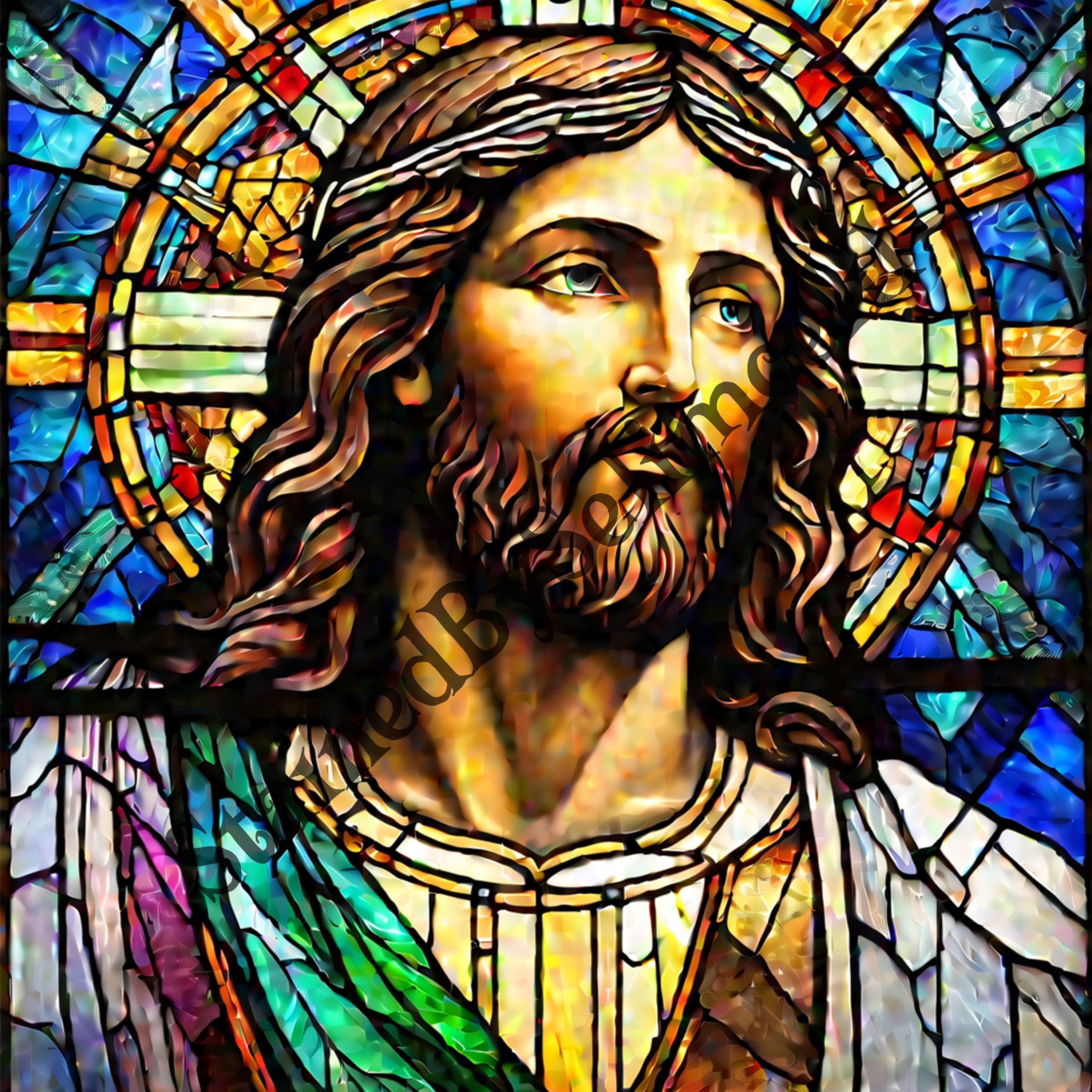 Jesus Stained Glass Pattern: Digital Paper Template (JPG) - Etsy