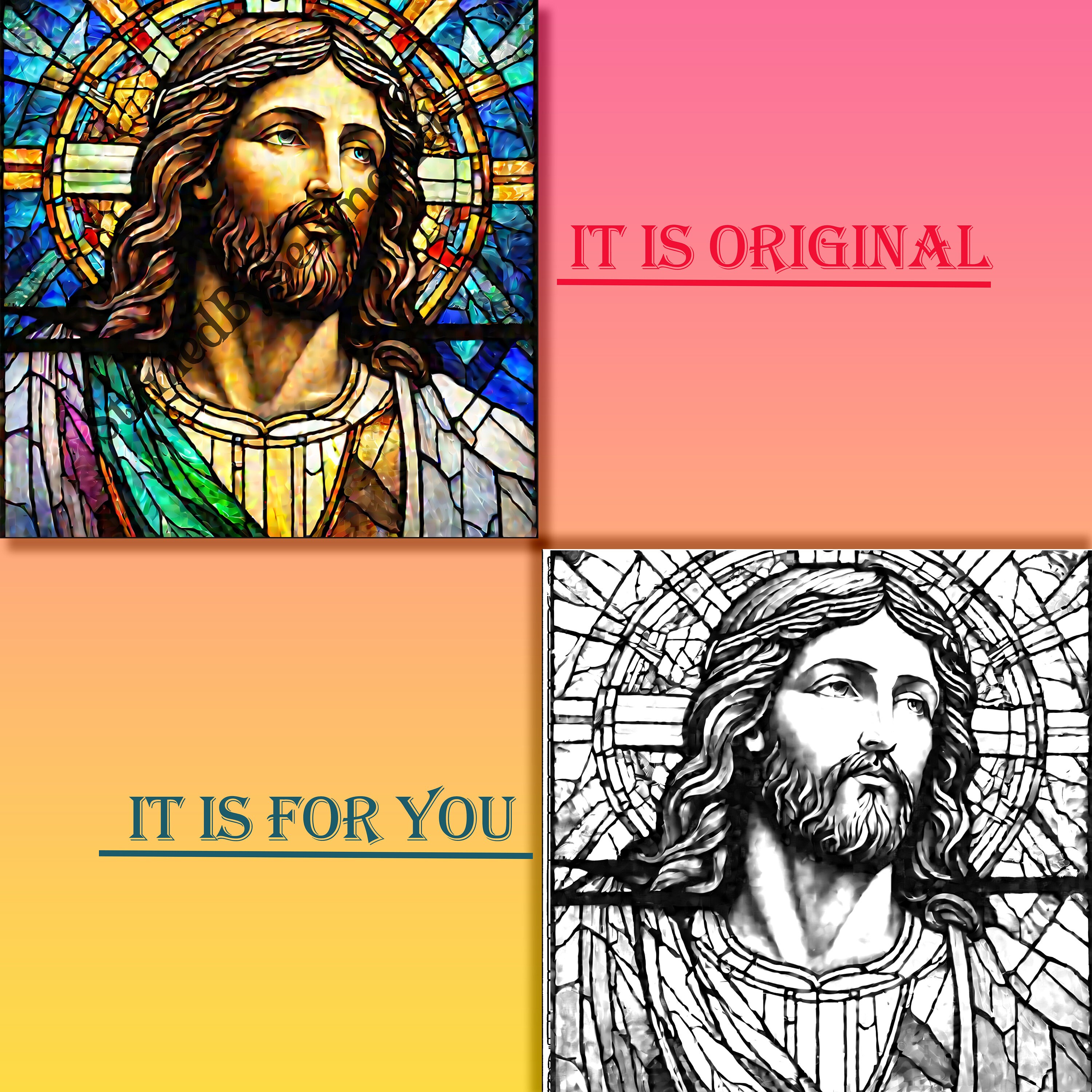 Jesus Stained Glass Pattern: Digital Paper Template (JPG) - Etsy