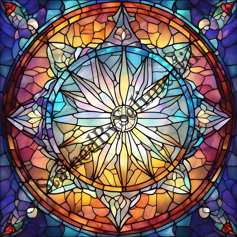 Star Stained Glass Template, Stained Glass Pattern, JPG Format, Digital ...