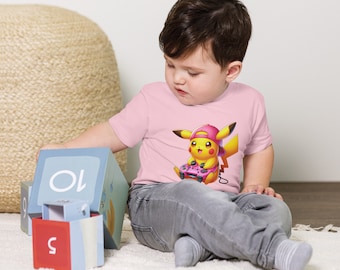 Toddler Short Sleeve Tee- Cute Pikachu Gaming