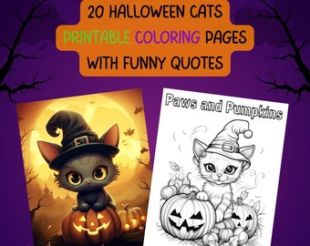 Halloween Cats Coloring Pages: 20 Printable Designs (PDF Download)