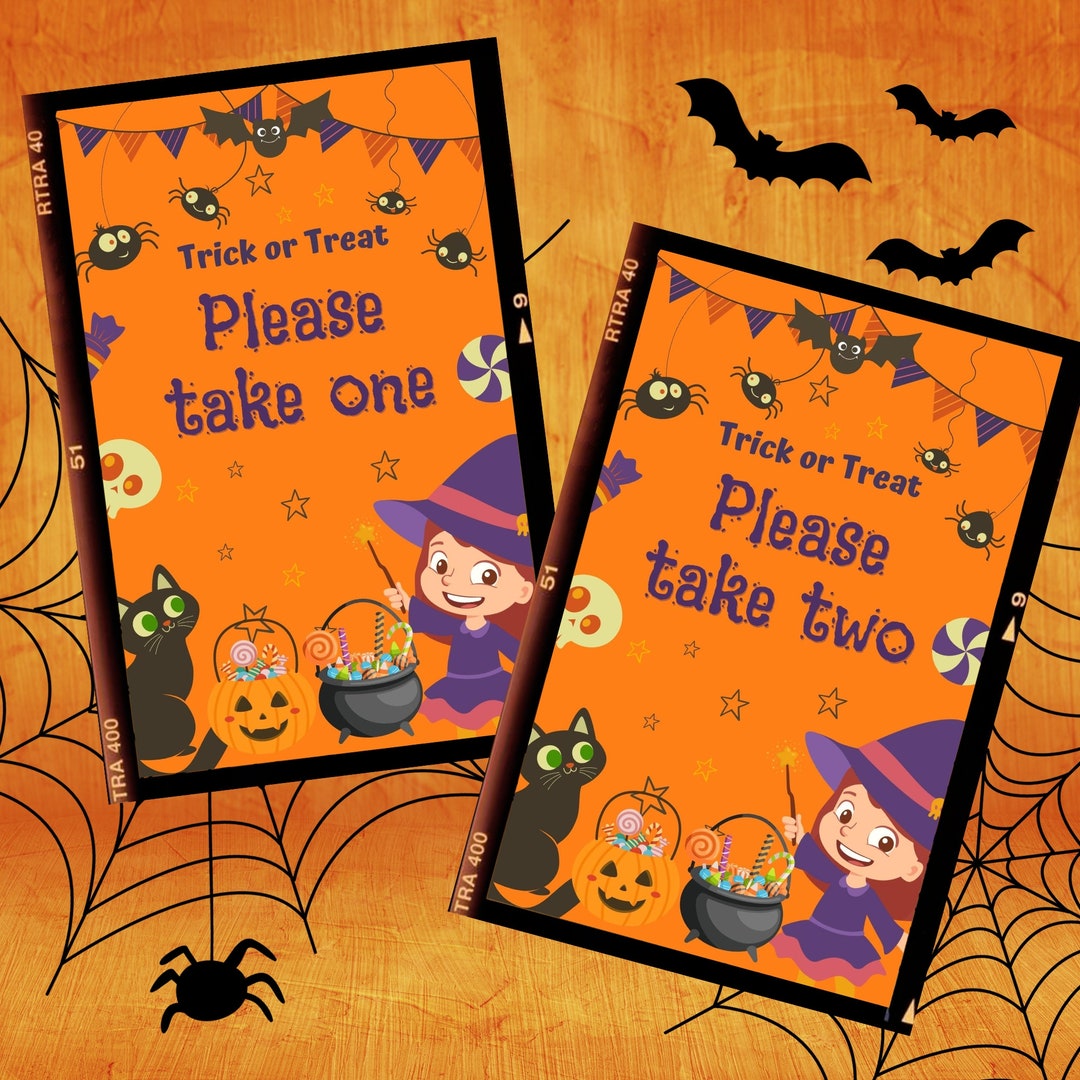 Please Take One Halloween Printable Sign, Black Cat Halloween Sign