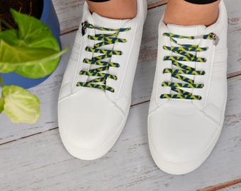 Cordones elásticos, diseño de follaje tropical, sin nudos.