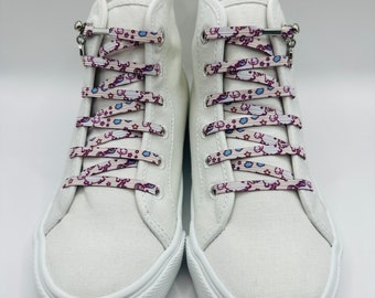 Cordones elásticos con diseño de unicornio y nube, sin necesidad de nudos.