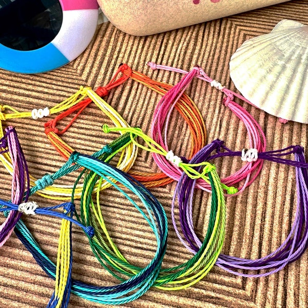 Bracelets Pura Vida beach style pack of 5-summer, Girls favor, Birthday favor, Kids gift, School goodies