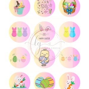 Easter Bunny Toppers: Party Favor Stickers (Digital Download)