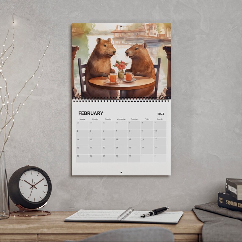 Capybara Calendar 2024 Wall Calendar Capybara Gift Stocking Etsy Canada