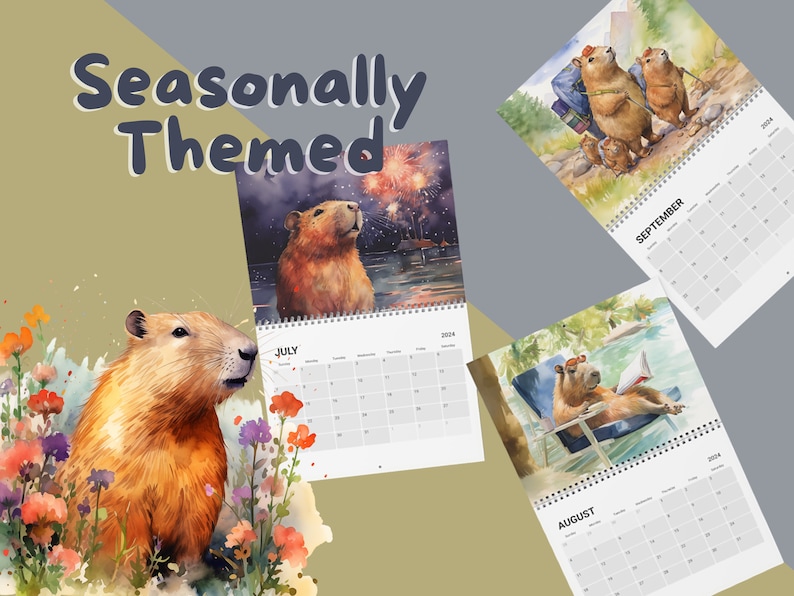 Capybara Calendar 2024 Wall Calendar Capybara Gift Stocking Stuffer