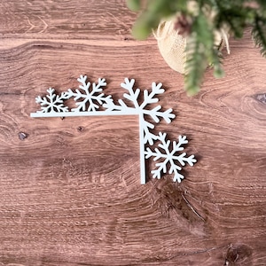 Handmade Snowflake Door Corner Sign: Laser Cut Wood Christmas Decor