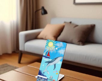 Ocean-Themed Smartphone Stand with Whale Design