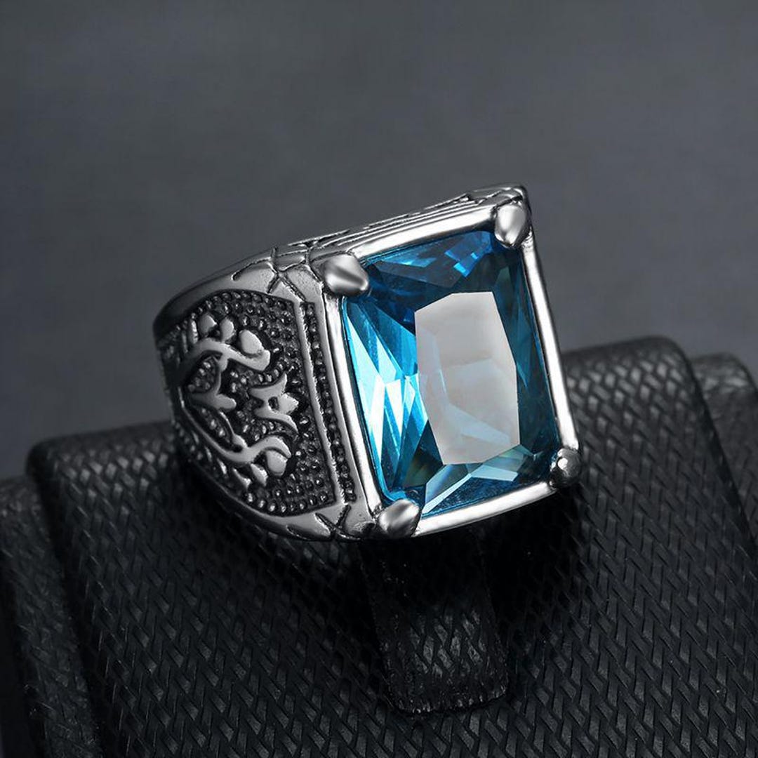 Bague pour homme de luxe avec grosse pierre précieuse Bijoux