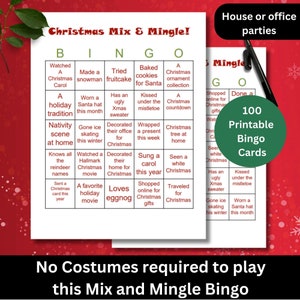 Christmas Bingo,Mix and Mingle Bingo,Christmas Find the Guest Bingo,Christmas Bingo Printable, Christmas Party Games,Christmas games Adults
