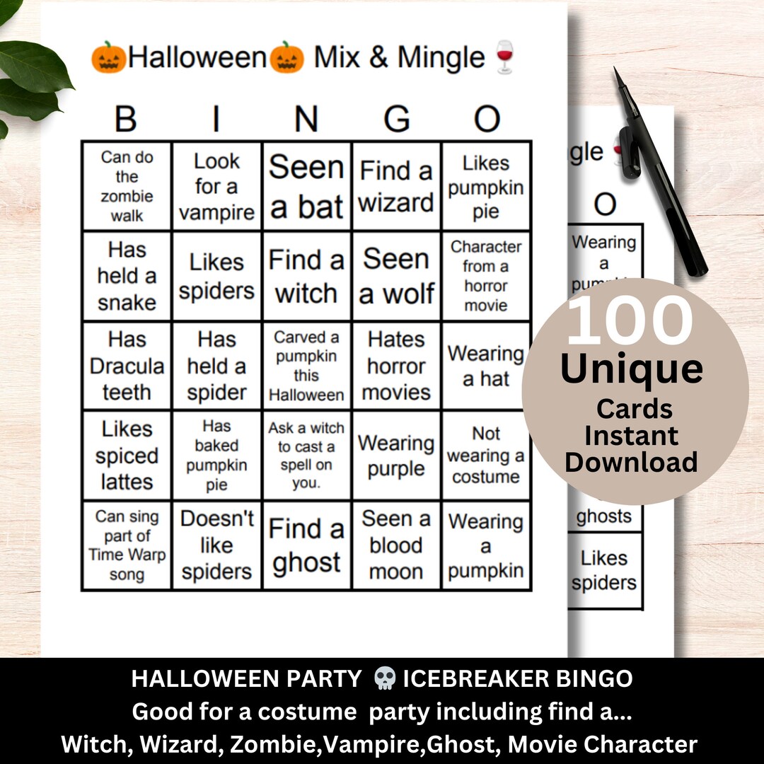 Halloween Mix And Mingle Bingo X100 Halloween Bingo Cards Etsy Halloween mix and mingle bingo x100 halloween bingo cards etsy