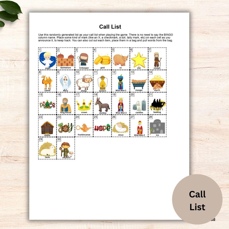 Nativity Bingo X100 Christmas Bingo,printable Bingo,bingo Christmas Game for Families,school ...