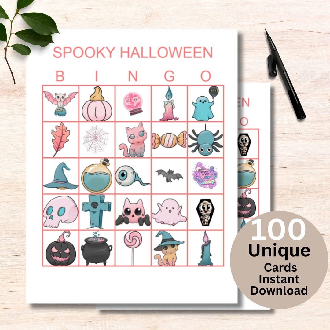 Halloween Bingo X100 Cards Printable Halloween Bingohalloween - Etsy
