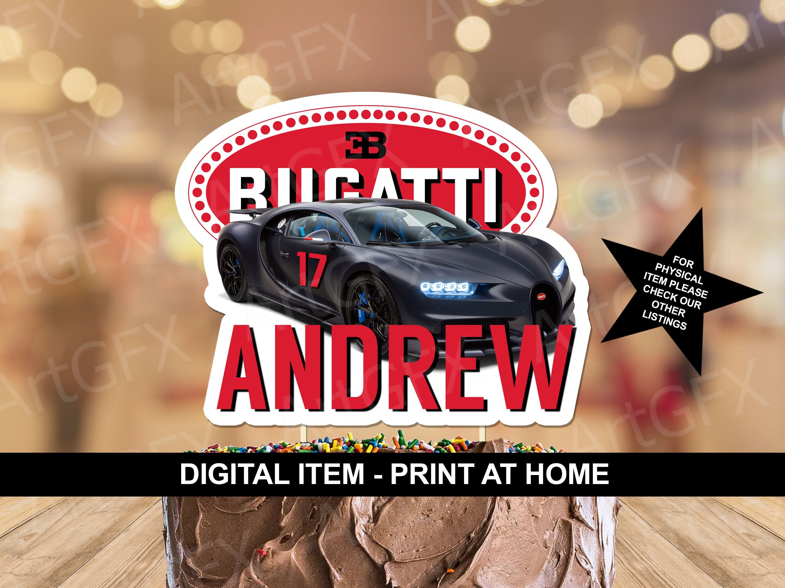 Bugatti Inspired Race Car Birthday Cake Topper - Etsy