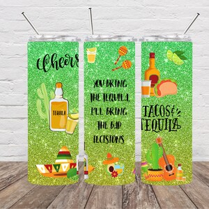 Tacos And Tequila Ombre 20oz Straight tumbler PNG digtial download