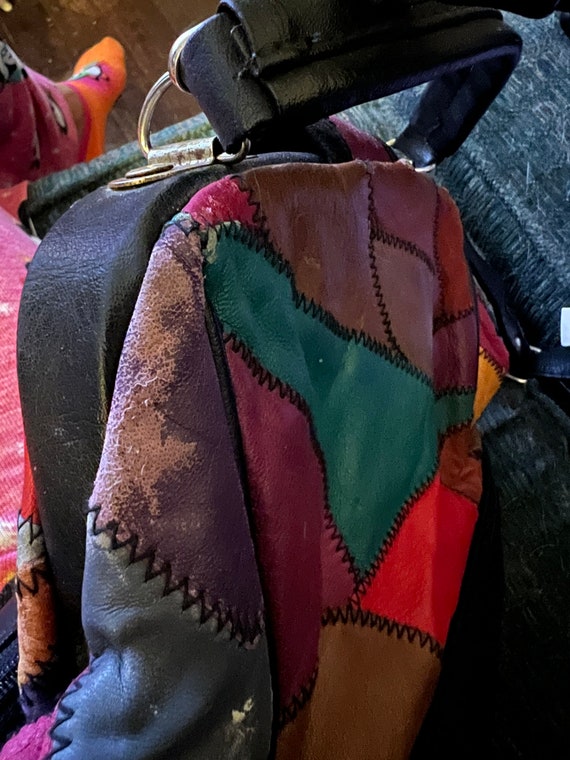 Beautiful vintage leather patchwork purse - image 4