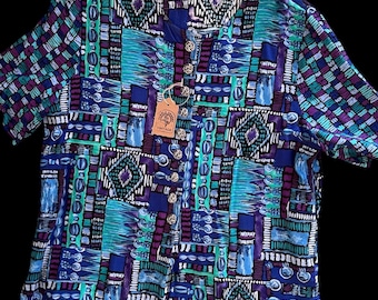 Vintage Geometric Pattern Top Size L