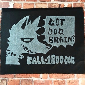 Dog Brain Punk Coyote Diy Linocut Furry Patch