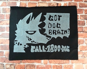 Dog Brain Punk Coyote Diy Linocut Furry Patch