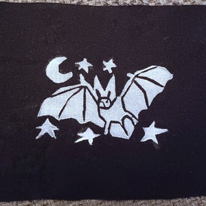 Bat Punk Nature Spooky Diy Linocut Sew On Patch