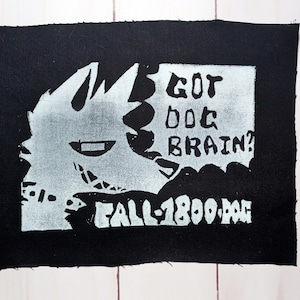 Dog Brain Punk Coyote Diy Linocut Furry Patch