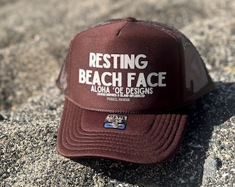 Resting Beach Face in Bold Aloha 'Oe Designs/Hawaii Inspired & Island Influenced--women, surfer, trucker hat, aloha, hawaii, hat, wahine